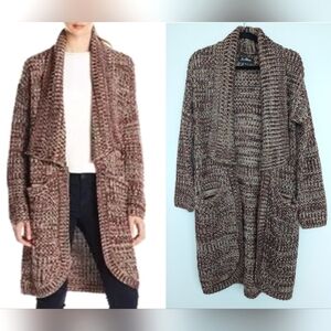 Sam Edelman Chunky Thick Woven Knit SD Helen Collared Longline Cardigan Size S